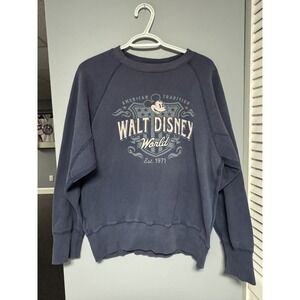 Disney Parks Vintage Mickey Mouse Sweatshirt‎ Mens Small Blue Crew Neck Casual